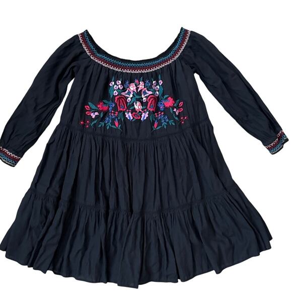 Free People Sunbeams Embroidered Mini Dress Black Size Large - Picture 6 of 10